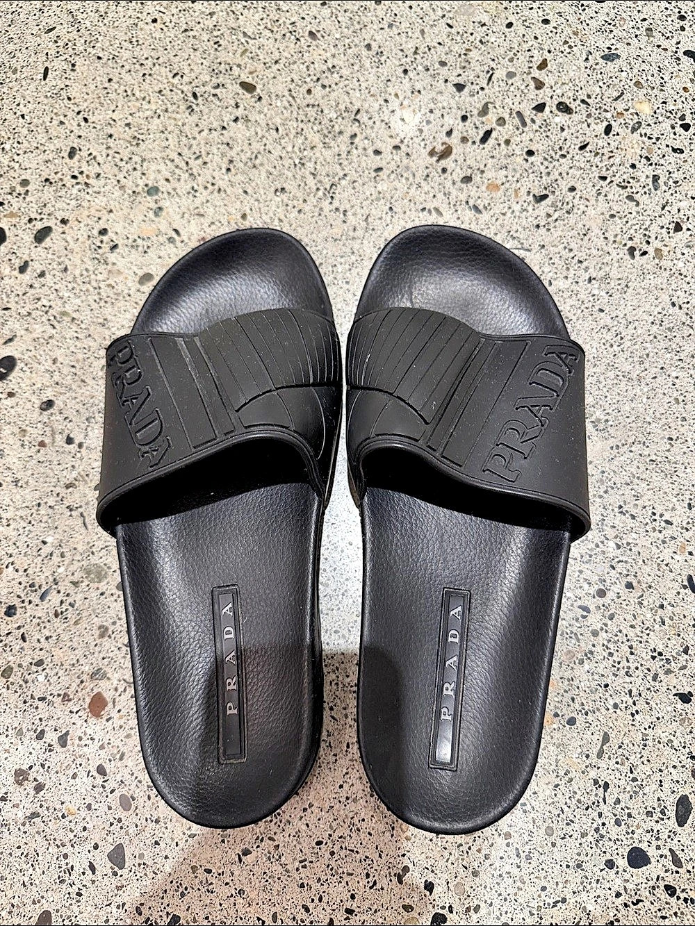 Prada Rubber Slide Sandals Black EU 42